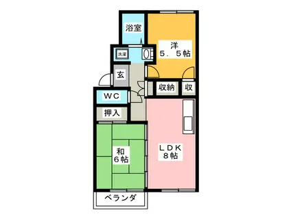 コーポ葉月 南棟(2LDK/1階)の間取り写真