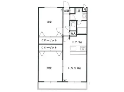 ウィステリア(2LDK/2階)の間取り写真