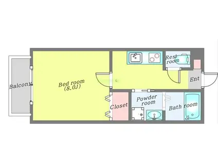 エクシア平成(1K/2階)の間取り写真