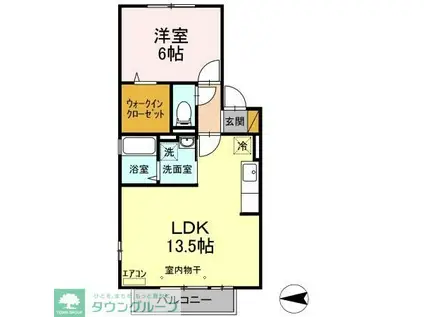 ウエストコート(1LDK/2階)の間取り写真