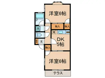 テラス増田(2DK/1階)の間取り写真