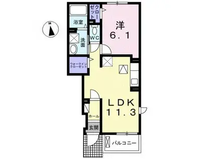 エレガント キャッスルII(1LDK/1階)の間取り写真