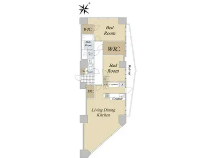 アトラスタワー六本木(2LDK/20階)の間取り写真