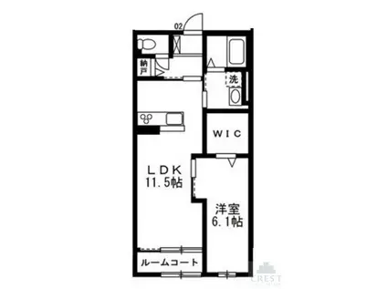 メゾン・ヴォワル(1LDK/1階)の間取り写真