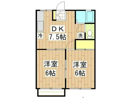 パストラル元橋本(2DK/2階)の間取り写真