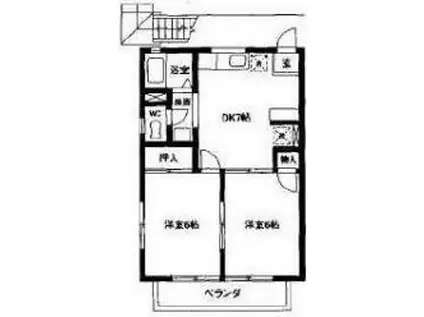 伊那ハイツ(2DK/1階)の間取り写真