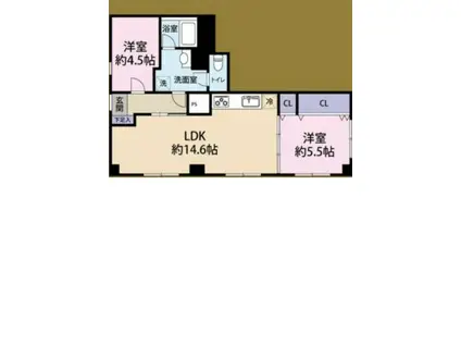 本郷マンション(2LDK/1階)の間取り写真
