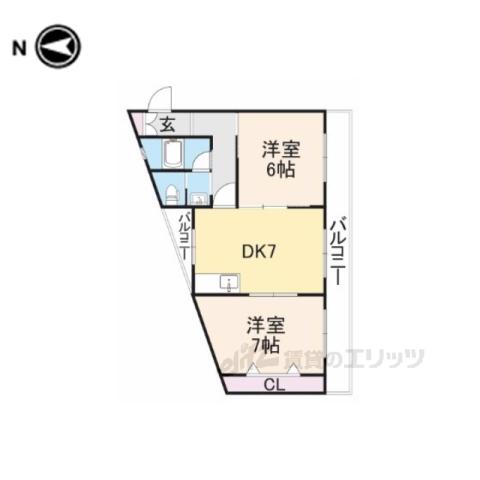 サンハイツ上村(2DK/2階)の間取り写真