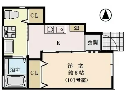 CASA CUCU高円寺(1K/1階)の間取り写真
