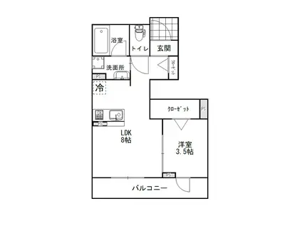 セリシエール大津(1LDK/1階)の間取り写真