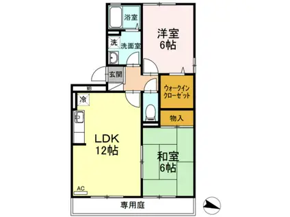 ラフィネ安芸弐番館(2LDK/1階)の間取り写真