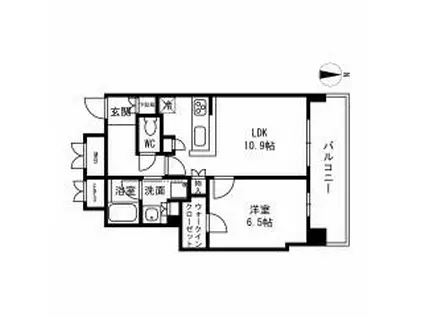北浜ミッドタワー(1LDK/8階)の間取り写真