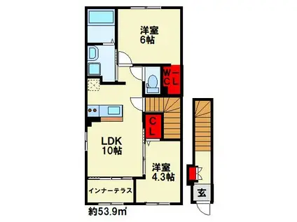 南方1丁目工事(2LDK/2階)の間取り写真