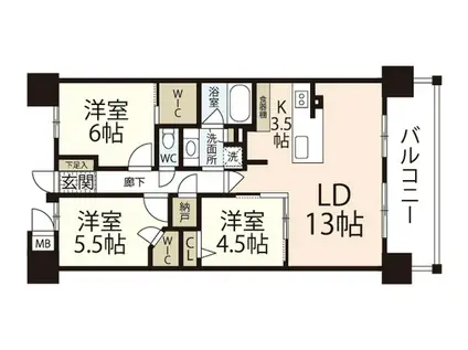 フローレンス横川駅前プレミアムステージ(3LDK/2階)の間取り写真