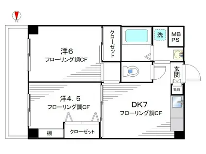 グリーンハイツK(2DK/2階)の間取り写真
