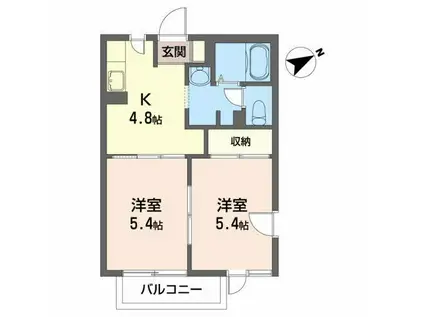シーサイドハイツ藤の川(2K/1階)の間取り写真