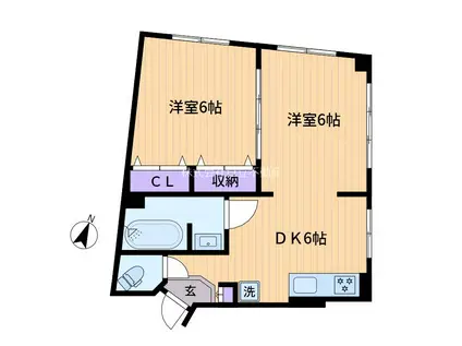 初台マンション(2DK/3階)の間取り写真