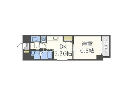 フロンティアタワー九条III(1LDK/7階)の間取り写真