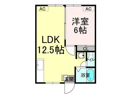 シティハイツみどり(1LDK/2階)の間取り写真
