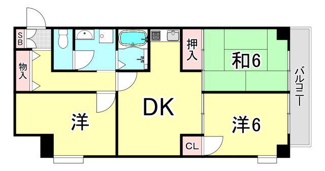 エクセル西宮(3DK/3階)の間取り写真