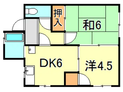 東芦屋ハイツ(2DK/2階)の間取り写真