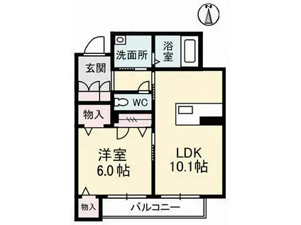 グランマスト今 B棟(1LDK/3階)の間取り写真
