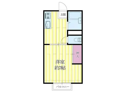 ハイツ豊津荘II(1K/1階)の間取り写真