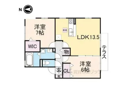 リビングタウン四条大路 A棟(2LDK/2階)の間取り写真