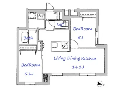 メゾンみなみ(2LDK/1階)の間取り写真