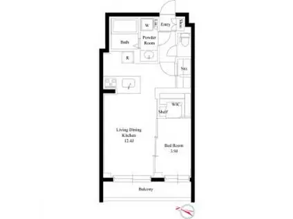 ルネサンス六本木プレミアムコート(1LDK/3階)の間取り写真