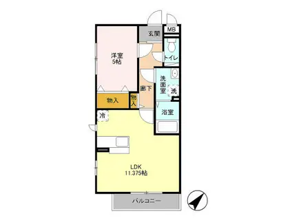 メゾン・レ・シエル(1LDK/2階)の間取り写真