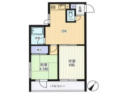 サンハイム喜多見(2DK/3階)の間取り写真