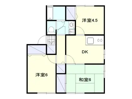 グリーンコンツェルトA(3DK/1階)の間取り写真