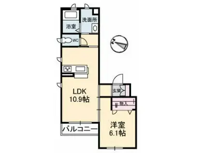 シャーメゾンセードル宝町(1LDK/1階)の間取り写真