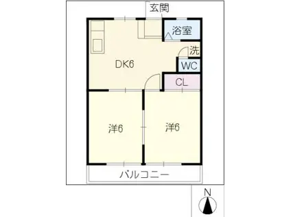 パナハイツ栄(2DK/2階)の間取り写真
