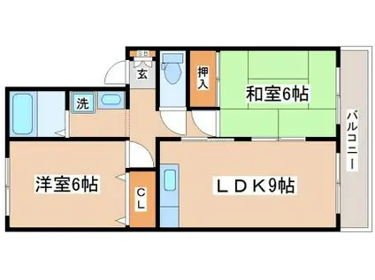 グレースなぎさ(2LDK/2階)の間取り写真