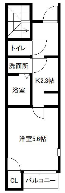 仙港SKY(1K/1階)の間取り写真