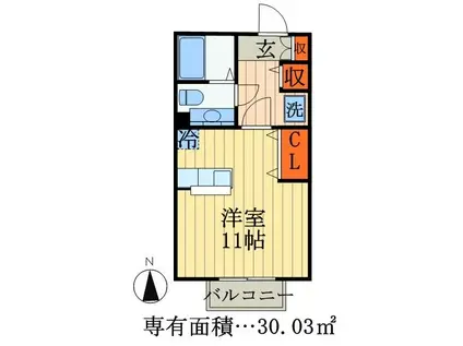 ノーベルパーク16(ワンルーム/2階)の間取り写真