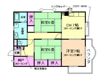 サンシャインヒル(3DK/2階)の間取り写真