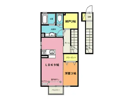 セジョール北鴻巣(1LDK/2階)の間取り写真