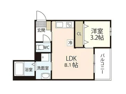 トリニティII(1LDK/3階)の間取り写真