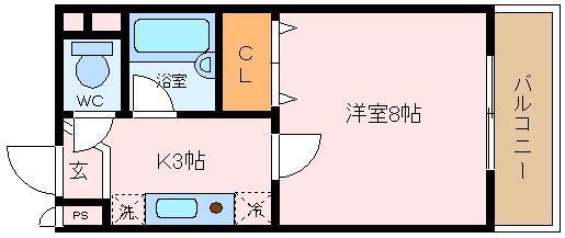 アネックス2号館(1K/3階)の間取り写真