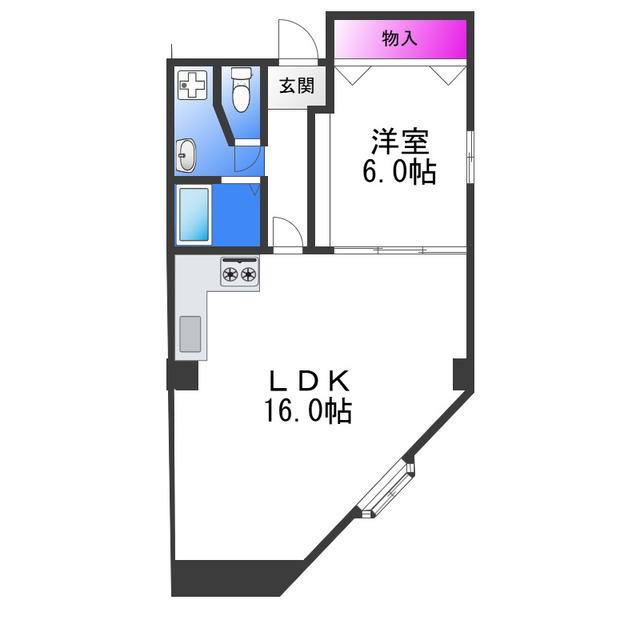 ウイングコート南栄(1LDK/5階)の間取り写真