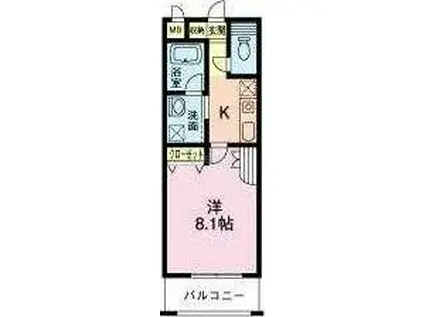 Kステューディオ(1K/1階)の間取り写真