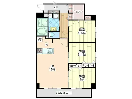 フェンテ ヴァレー(3LDK/2階)の間取り写真