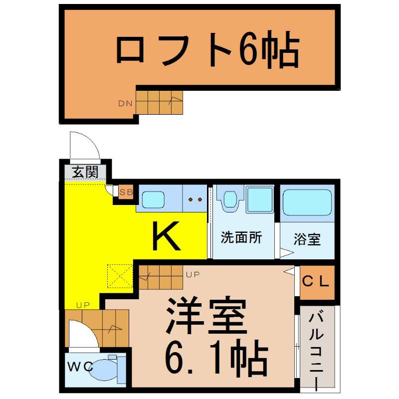 コンフォルタ杉村(1K/2階)の間取り写真