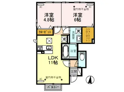 F. フォーナ(2LDK/1階)の間取り写真