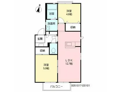 JR日豊本線 暘谷駅 徒歩21分 2階建 築31年(2LDK/1階)の間取り写真
