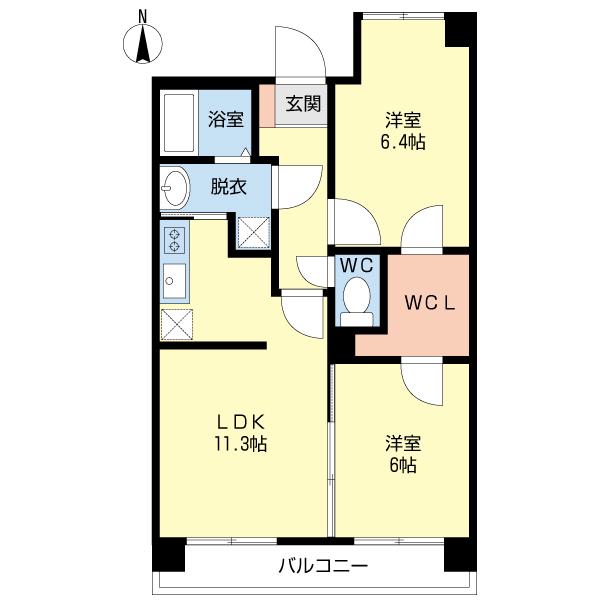 パークハイツ美咲(2LDK/8階)の間取り写真