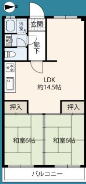 ニューハイツ新在家(2LDK/3階)の間取り写真